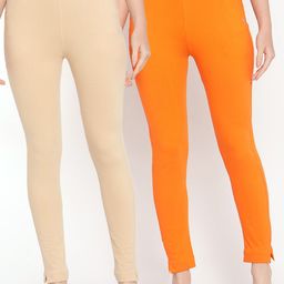 TAG 7 Pack of 2 Beige & Orange Ankle-Length Leggings-image-94