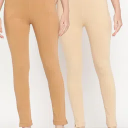 TAG 7 Women Set of 2 Beige Ankle Length Leggings-image-22