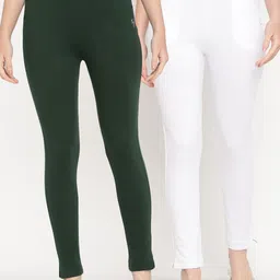 TAG 7 Pack of 2 White & Green Ankle length Leggings-image-98