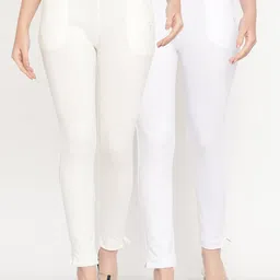 TAG 7 Women White Pack of 2 Straight Fit Ankle-Length Leggings-51