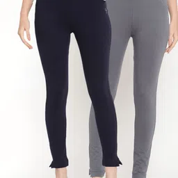 TAG 7 Women Set of 2 Grey & Navy Blue Leggings-image-48