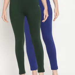 TAG 7 Women Pack of 2 Green & Blue Solid Kurti Pants-image-69