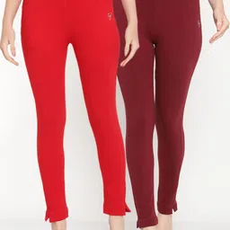 TAG 7 Pack of 2 Red & Maroon Ankle-Length Leggings-image-72