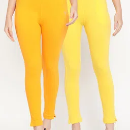 TAG 7 Women Yellow Pack of 2 Straight Fit Ankle-Length Leggings-image-19