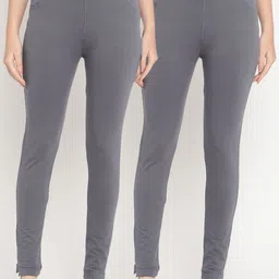 TAG 7 Set Of 2 Grey Solid Leggings-19