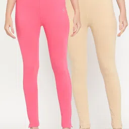TAG 7 Women Pack of 2 Pink & Beige Solid Kurti Pants-image-98