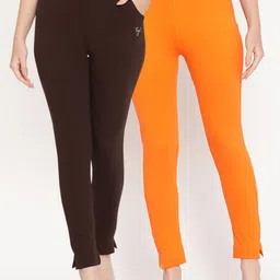 TAG 7 Pack of 2 Orange & Brown Ankle-Length Leggings-image-55