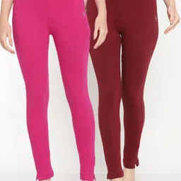 TAG 7 Women Pack of 2 Pink & Maroon Solid Kurti Pants-image-11