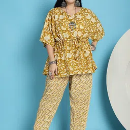 TAG 7 PLUS Printed Pure Cotton Kaftan with Trousers Ethnic Co-Ords-picture-27