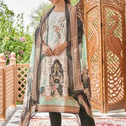 WOMEN PLUS Ethnic Motifs Printed Mirror Work Straight Kurta With Trousers & Dupatta-picture-6