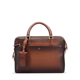 Lapis Bard Men Brown Leather Laptop Bag-25