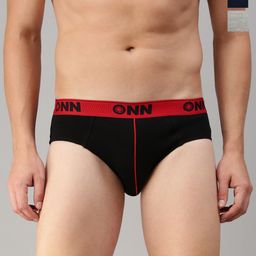 ONN Pack Of 3 Assorted Pure Cotton Mid-Rise Anti Odour Basic Briefs-36