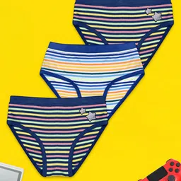 XY Life Girls Pack Of 3 Striped Anti Microbial Hipster Briefs-image-21