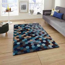 presto Blue Geometric Hand Tufted Wool 56 X 140 Cm-picture-28