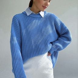 LULU & SKY Ribbed Knitted Loose Sweatshirt-image-12