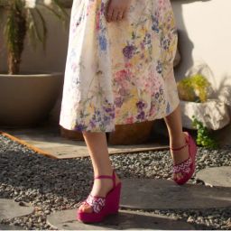 Saint G Hand Woven Hot Pink Leather Wedge-picture-12