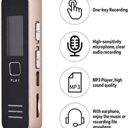 tiwcem TIWCEM� 32GB Supportable Memory SD Card Digital Voice Recorder Portable Recorder MP3 Audio Sound Voice Recorder Rechargeable (Golden) (Not Included Memory Card) image 3
