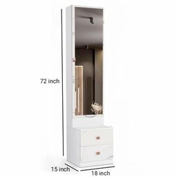 illfordd furniture Engineered Wood Dressing Table With Mirror And Storage In White Colour image 4