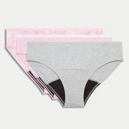Marks & Spencer Pack Of 3 Absorbency First Period Briefs T617765PPINK MIX-picture-33