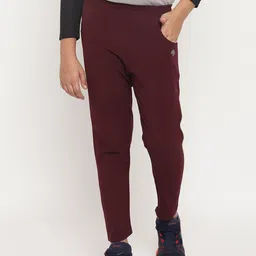 CHIMPRALA Boys Burgundy Solid Trackpants-image-5