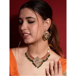 Niscka Exquisite Traditional Ruby and Emerald Kundan Necklace Set-picture-0