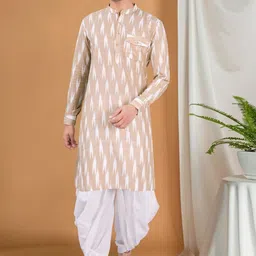 SHIWAM ETHNIX Abstract Printed Mandarin Collar Straight Kurta With Dhoti Pants-picture-18