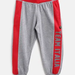PROTEENS Boys Grey Melange & Red Colourblocked Joggers-image-43
