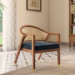 urban ladder Hayworth Lounge Chair in Sea Port Blue Velvet Teak Colour-picture-12
