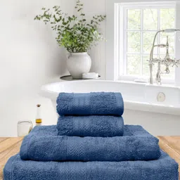 Home Fresh Blue 4 Pieces 450 GSM Cotton Towel Set-picture-46