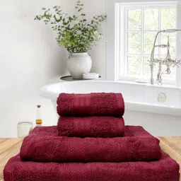 Home Fresh Maroon 4 Pieces 450 GSM Cotton Towel Set-picture-0