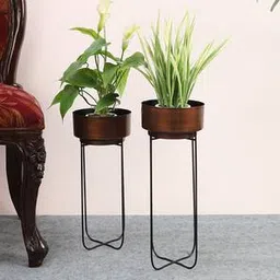 pristine interiors Antique Copper & Matt Black Metal Planter-picture-49