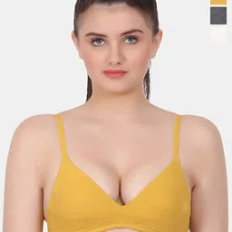 Amour Secret Grey & White Floral Bra Full Coverage Lightly Padded-10
