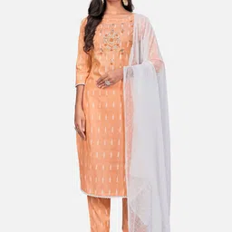 vbuyz KALINI Ethnic Motif Woven Design Thread Work Kurta With Trousers & Dupatta image 1