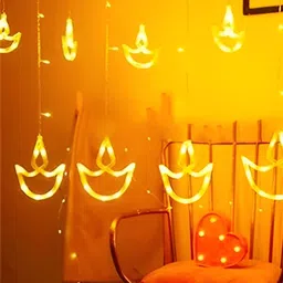 ENORMITY Yellow & White Diya Shape Bulb String Lights image 2
