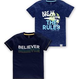 CODEZ Boys Pack Of 2 Typography Printed Cotton T-shirts-24