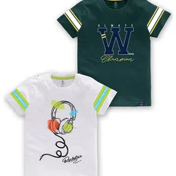 CODEZ Boys Pack Of 2 Typography Printed Round Neck Cotton T-shirt-image-20