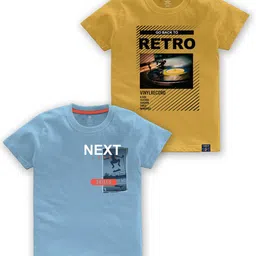 CODEZ Boys Pack Of 2 Typography Printed T-shirts-19