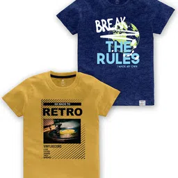 CODEZ Boys Pack of 2 Typography Printed Cotton T-shirts-26