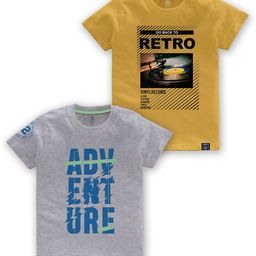 CODEZ Boys Pack Of 2 Typography Printed Round Neck Cotton T-shirt-32