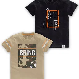 CODEZ Boys Pack of 2 Typography Printed Cotton T-shirts-59
