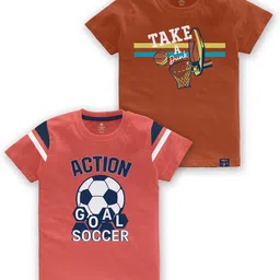 CODEZ Boys Pack Of 2 Typography Printed Round Neck Cotton T-shirt-48