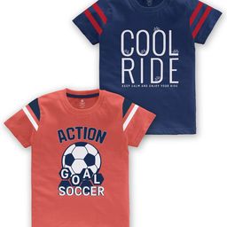 CODEZ Boys Pack Of 2 Typography Printed Round Neck Cotton T-shirt-54