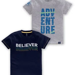 CODEZ Boys Pack Of 2 Typography Printed Cotton T-shirt-30