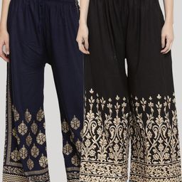 Clora Creation Women Pack of 2 Floral Printed Knitted Ethnic Palazzos-image-95