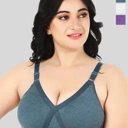 FUNAHME Pack Of 3 Non-Padded Non-Wired Seamless Cotton T-Shirt Bra With All Day Comfort-54