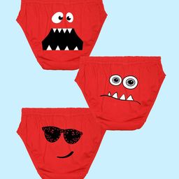 NUSYL Boys Pack Of 3 Cartoon Face Printed Pure Cotton Basic Briefs NUBCBRFPO3.0092-image-24