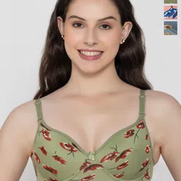 FUNAHME Pack Of 3 Printed Lightly Padded Cotton T-shirt Bras With All Day Comfort-picture-24