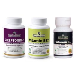 NeuroNutrition Brain Health Kit,  Sleeptonin-P, Vitamin B12, Vitamin B1 60 Tablets Each Combo  3 Piece(s)/Pack -21
