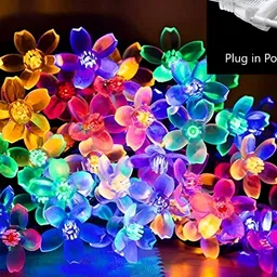 SPARK WORLD Blue & Green Flower-Shaped String Lights-17