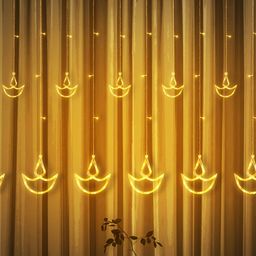 SPARK WORLD Beige Diya-Shaped String Lights-51